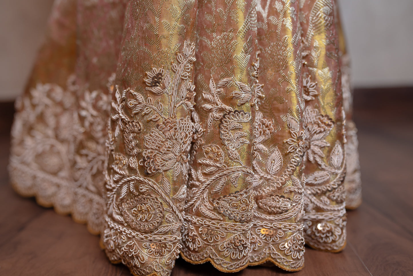 GOLD EMBROIDERED PURE BROCADE SAREE 8048