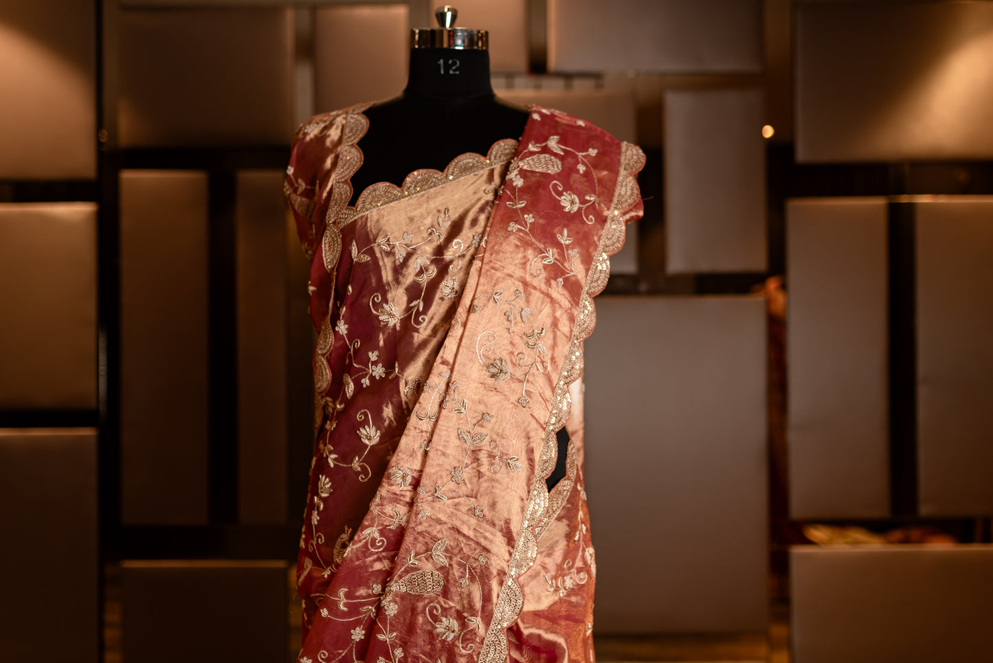 HANDEMBROIDERED PURE TISSUE SAREE 8469