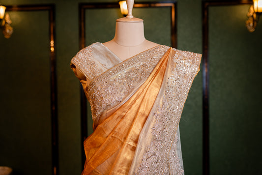 A PURE KANCHI TISSUE EMBROIDERED SAREE SS-929