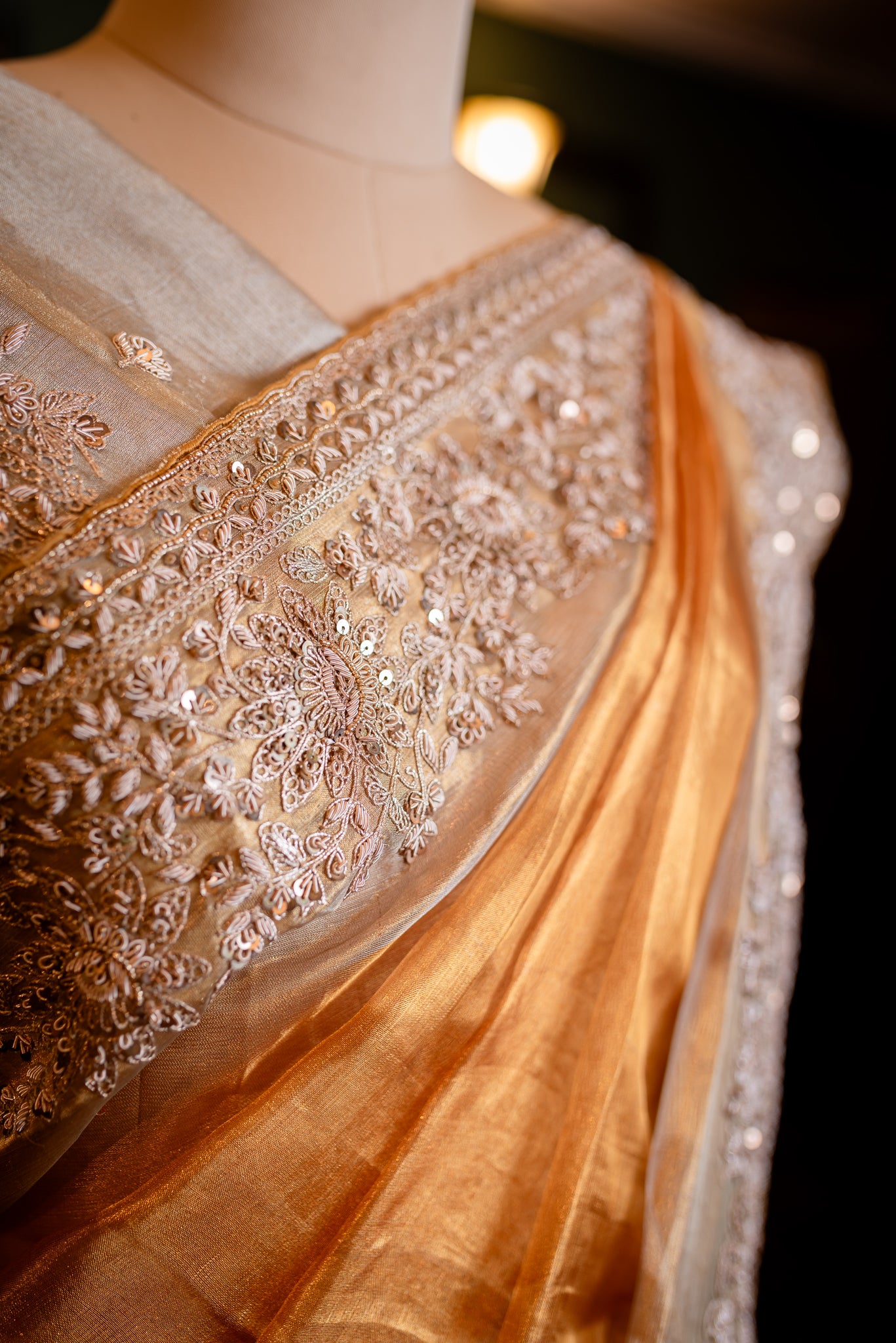 A PURE KANCHI TISSUE EMBROIDERED SAREE SS-929