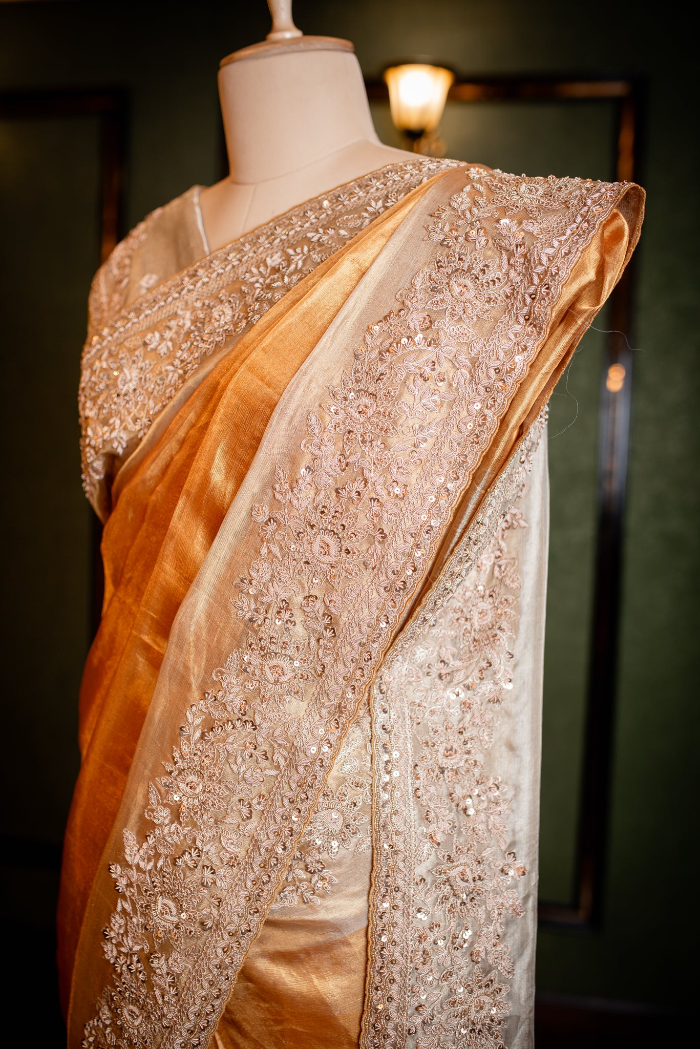 A PURE KANCHI TISSUE EMBROIDERED SAREE SS-929