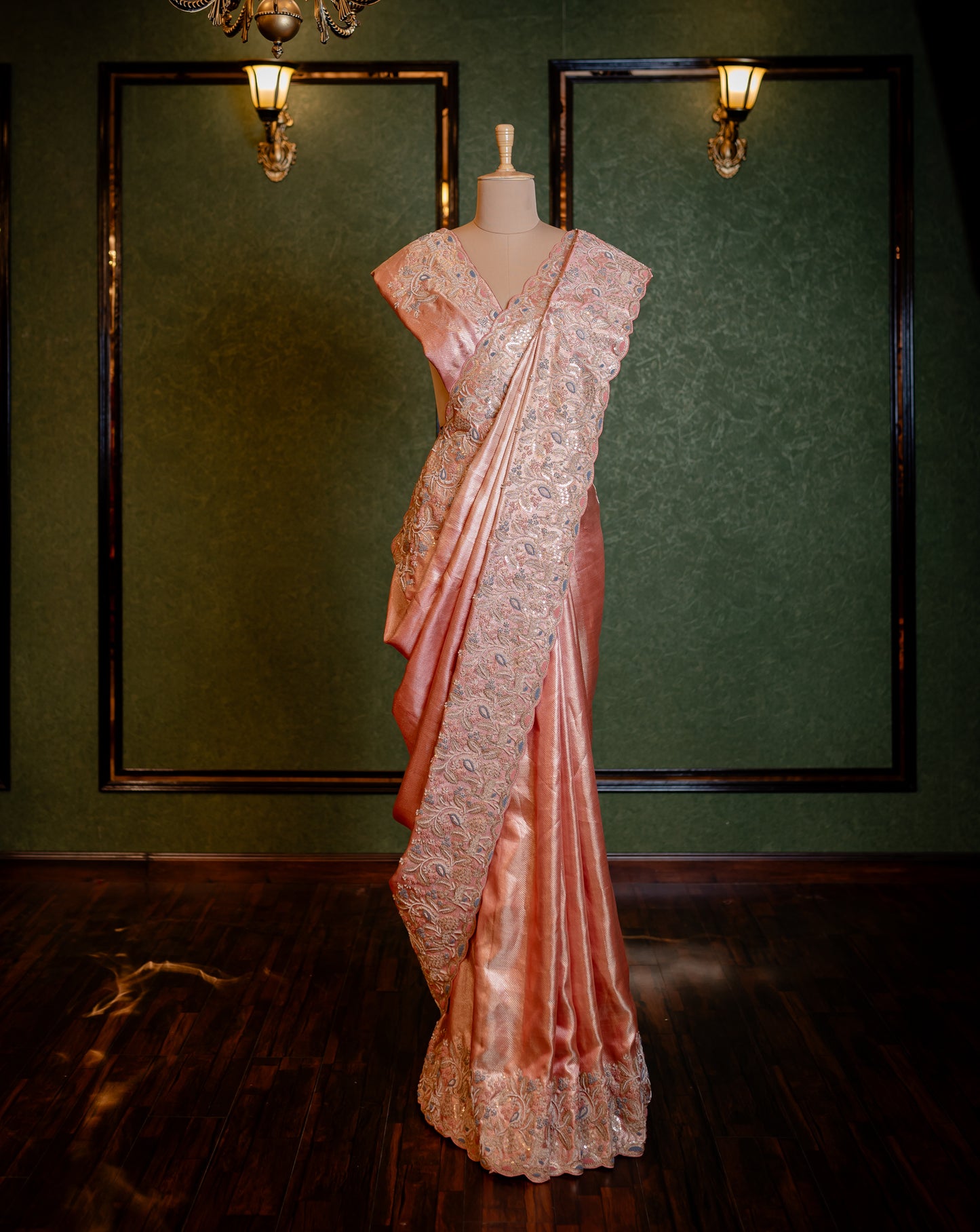 A PEACH PURE EMBROIDERED BROCADE SAREE SS-926