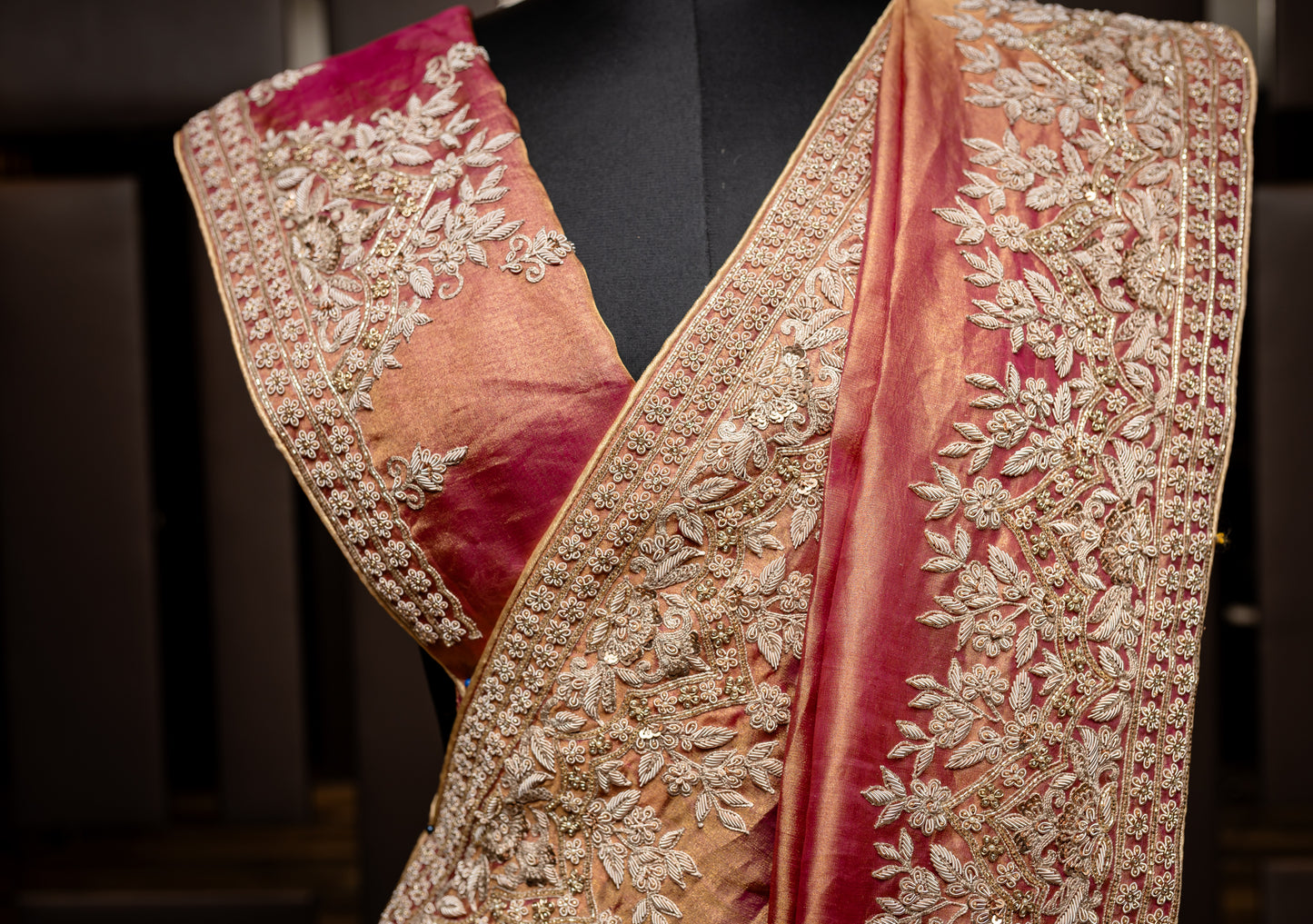 EMBROIDERED PURE TISSUE SAREE 8537