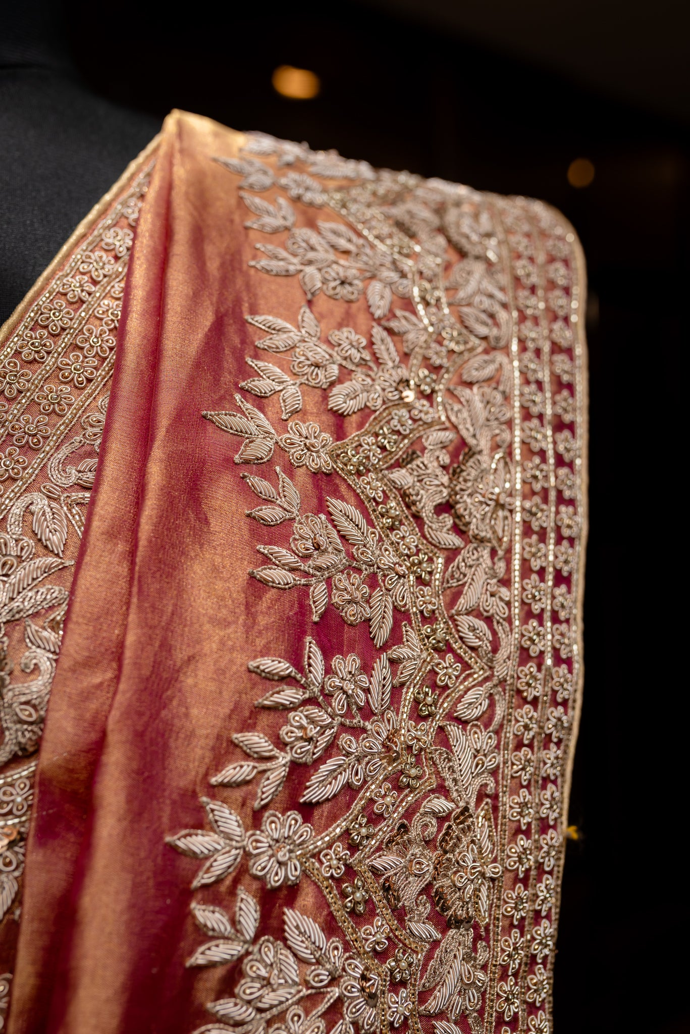 EMBROIDERED PURE TISSUE SAREE 8537