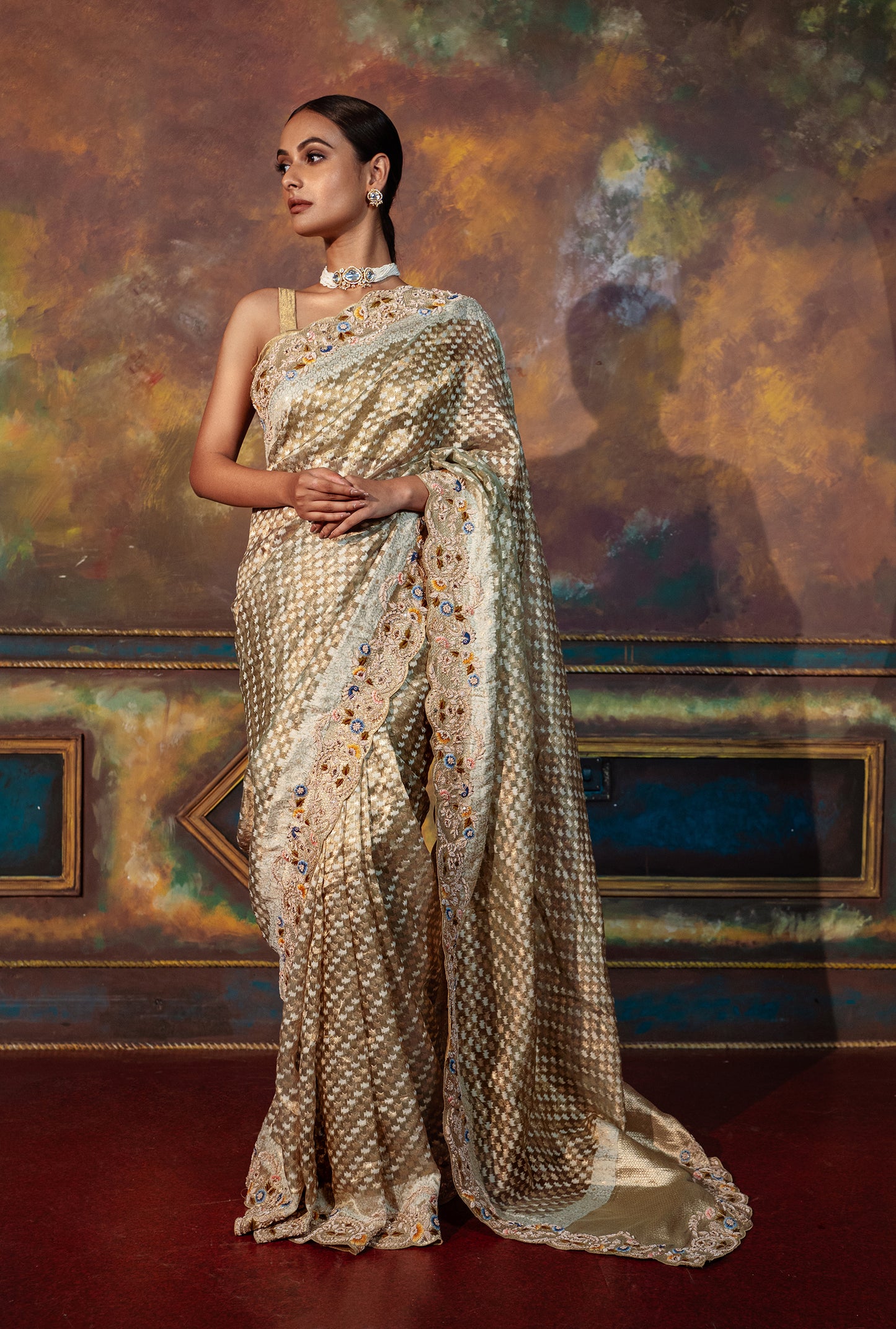 Premium Kanjivaram Charming Gold Saree