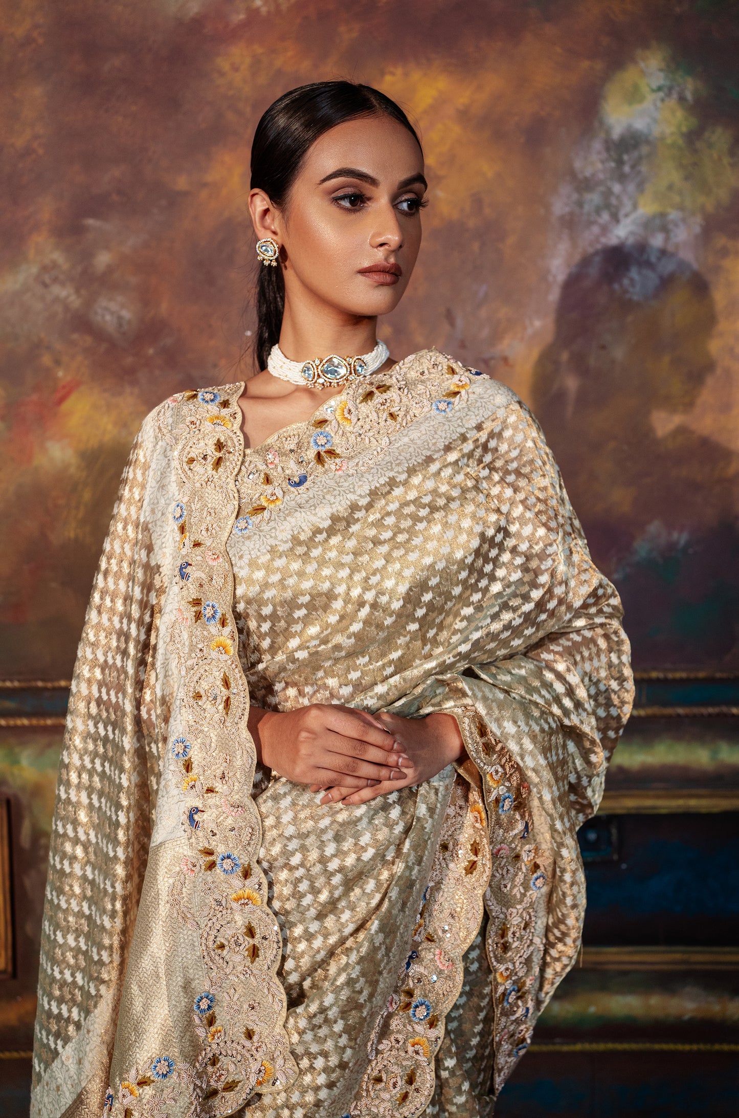 Premium Kanjivaram Charming Gold Saree