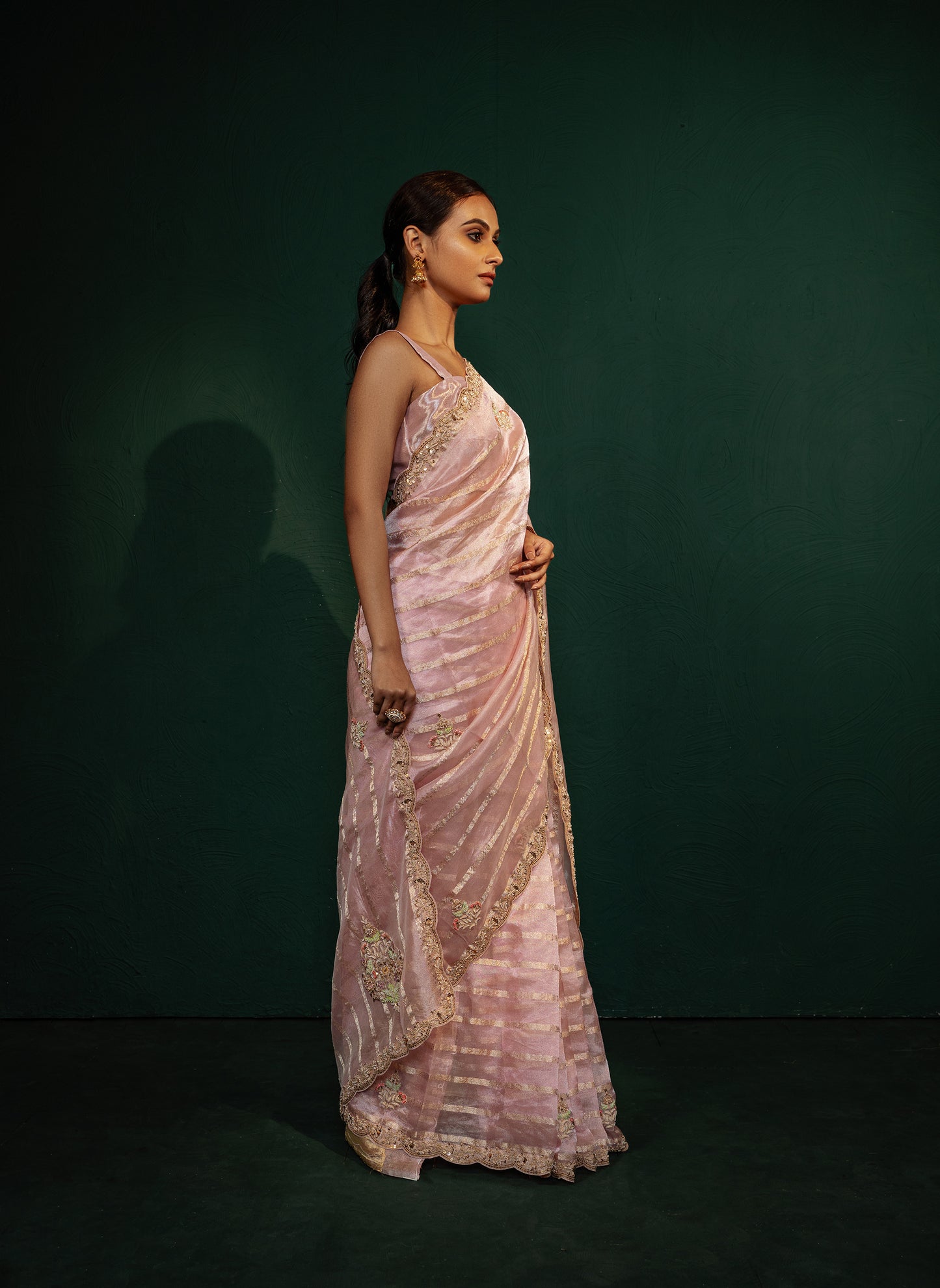 Blush pink Tissue Saree