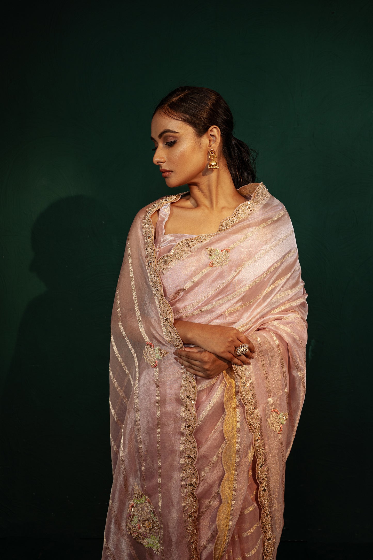 Blush pink Tissue Saree