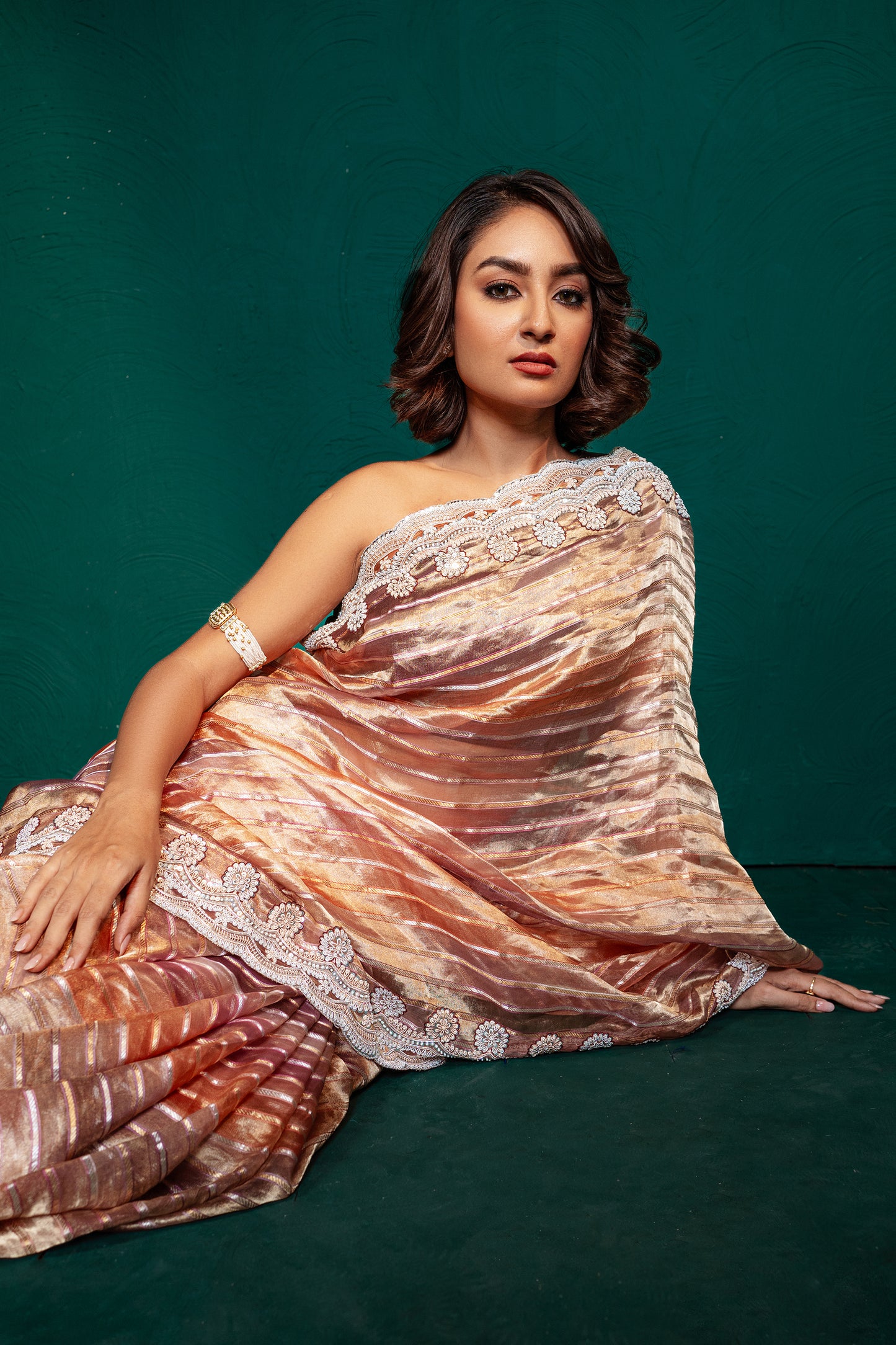 Metallic Bronze Tissue Saree
