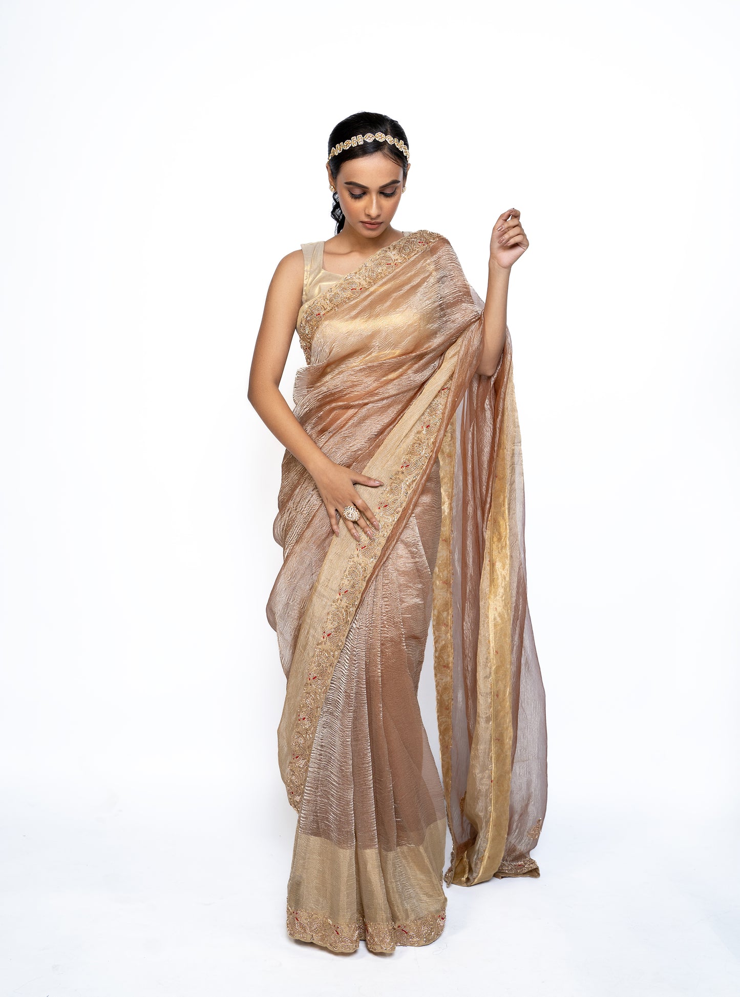 Charming Gold Tissue Saree