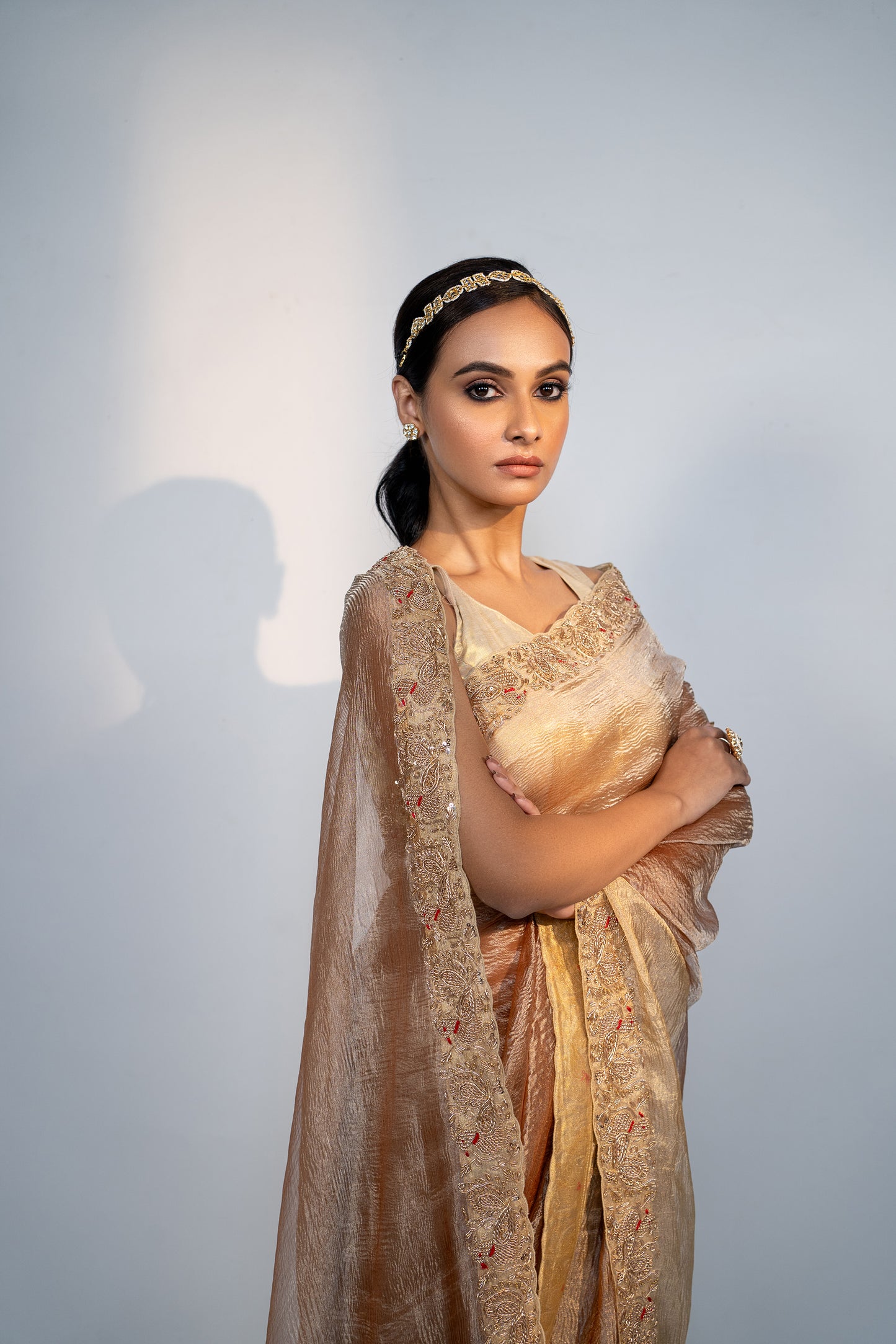 Charming Gold Tissue Saree