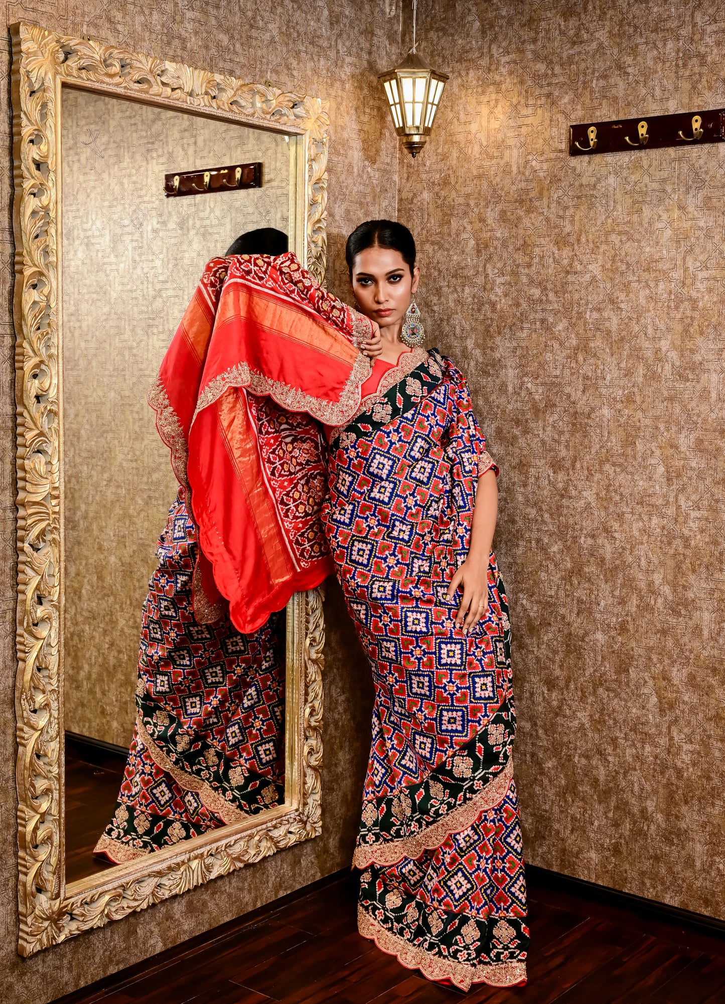 A BEAUTIFUL DOUBLE IKKAT EMBROIDERED SAREE SS-913