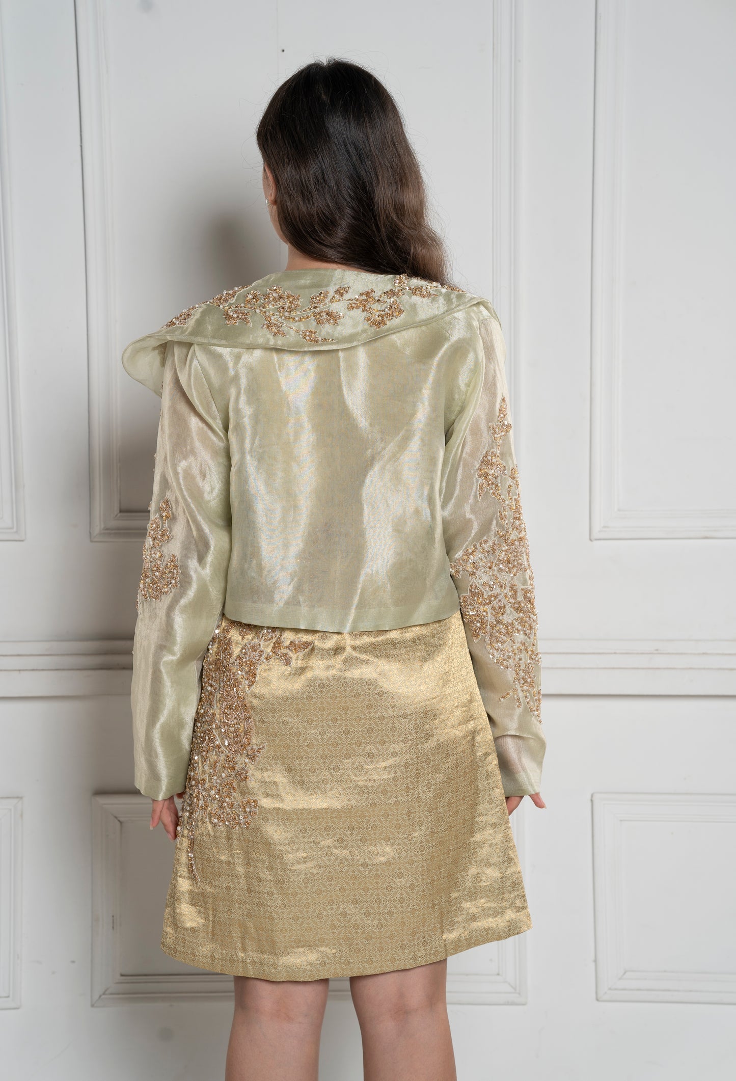 Short mint dress with sheer jacket (GS2049)