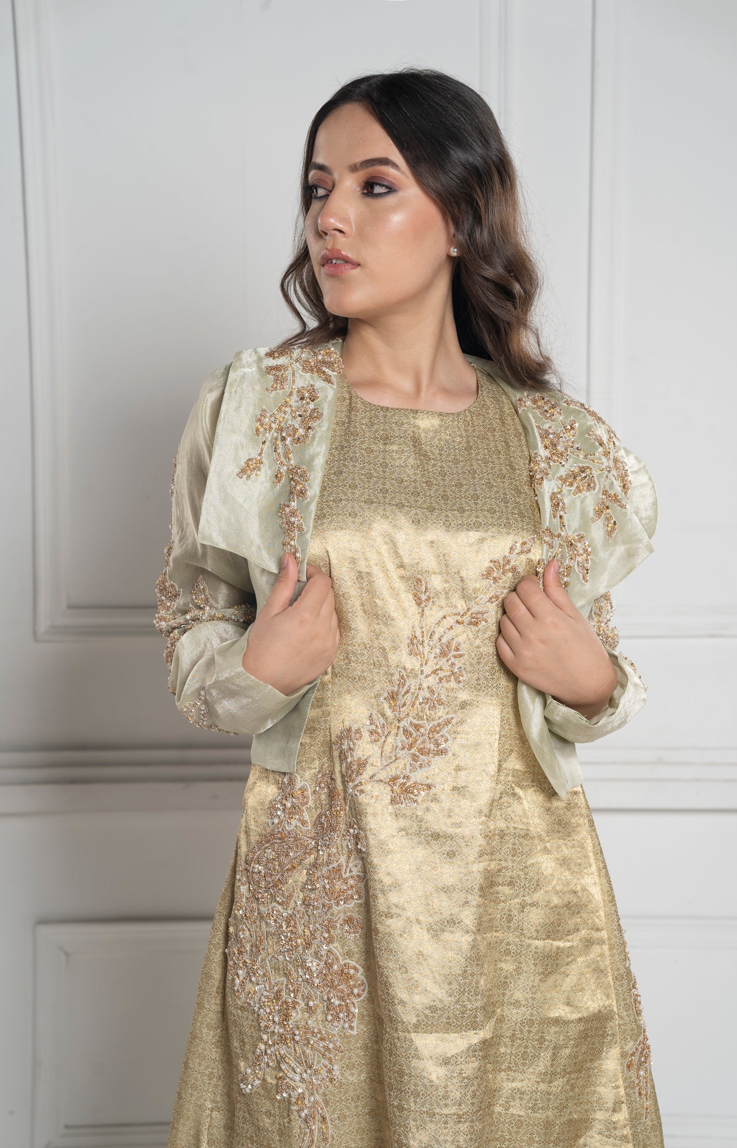 Short mint dress with sheer jacket (GS2049)
