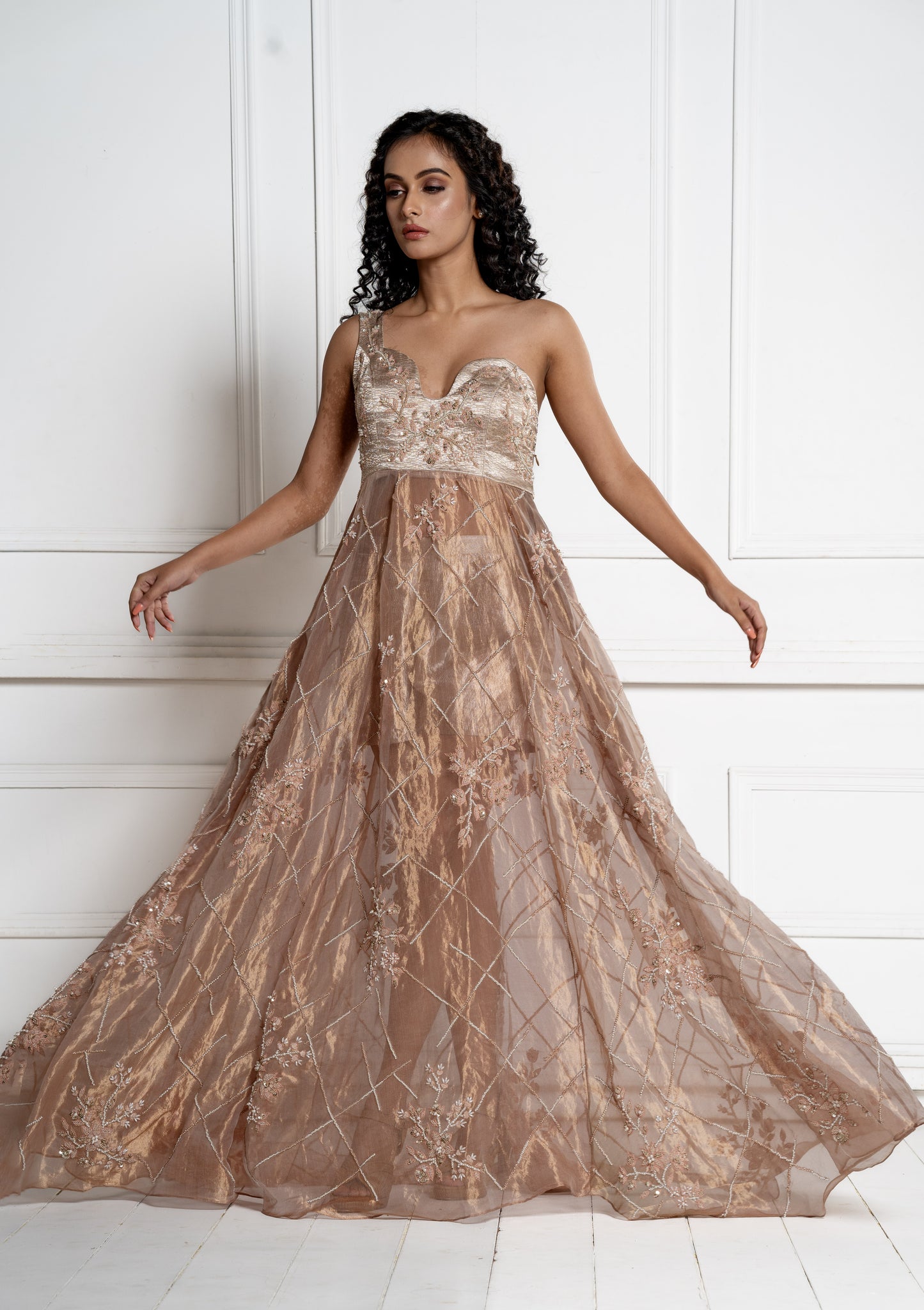 Sheer metallic dress( HL1009)