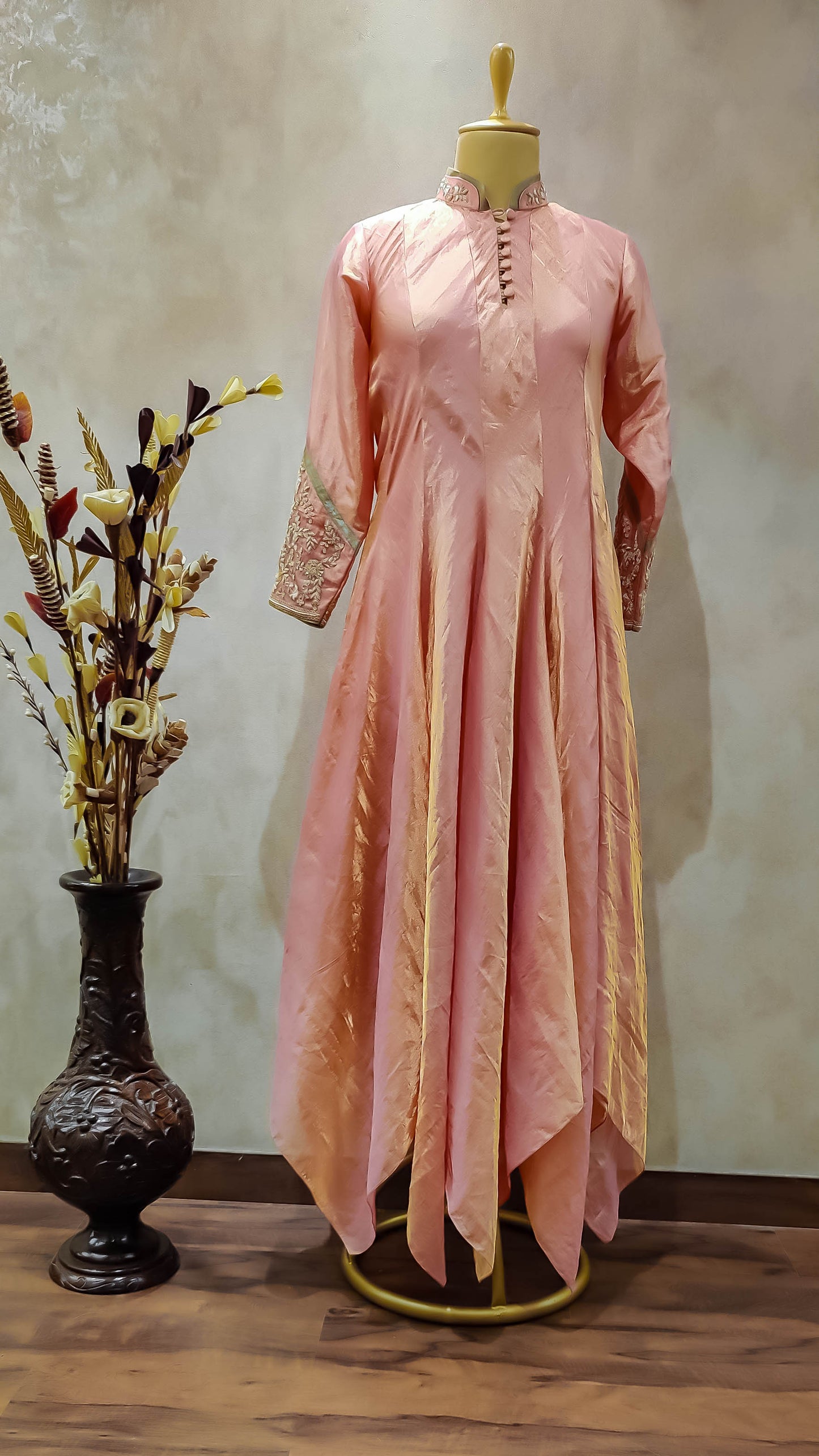 Salmon Draped Designer Dress