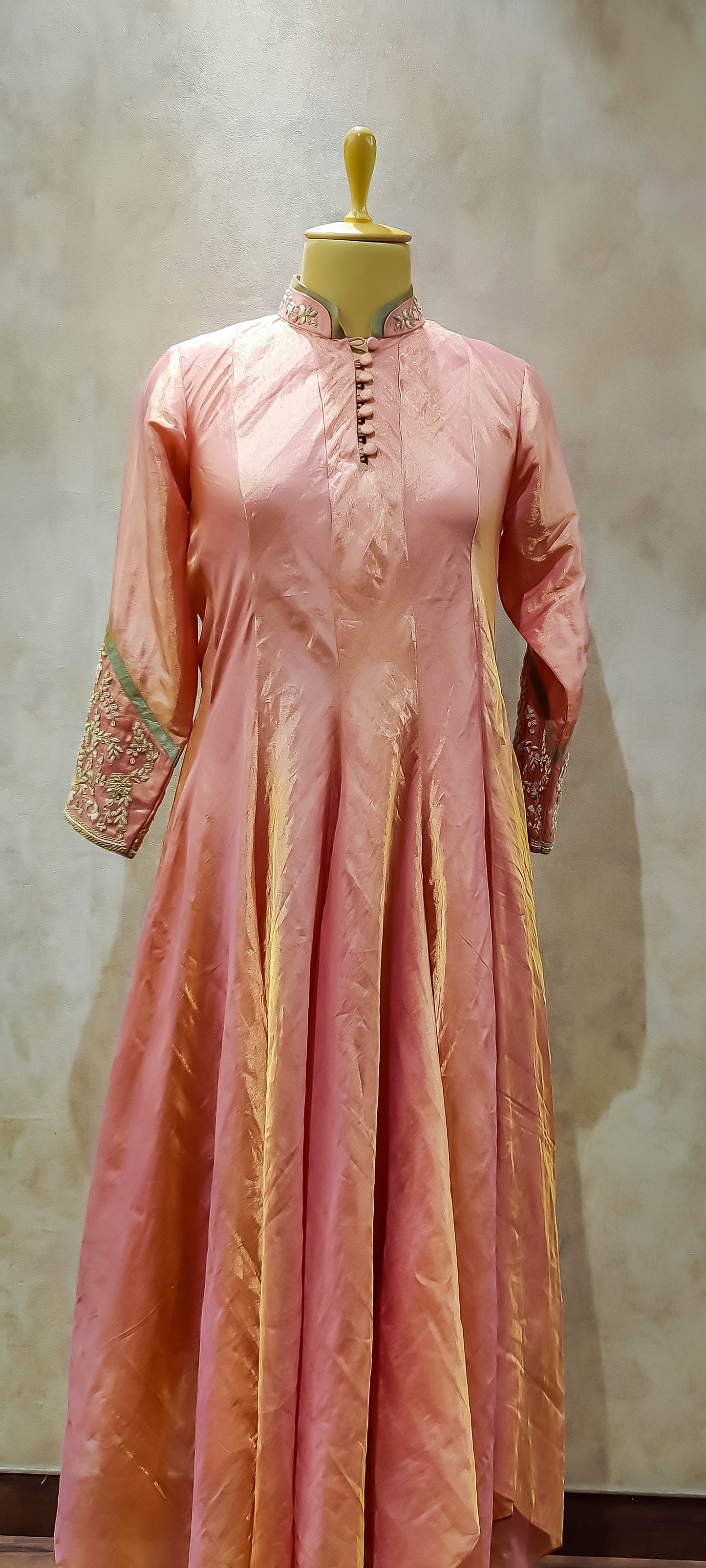 Salmon Draped Designer Dress