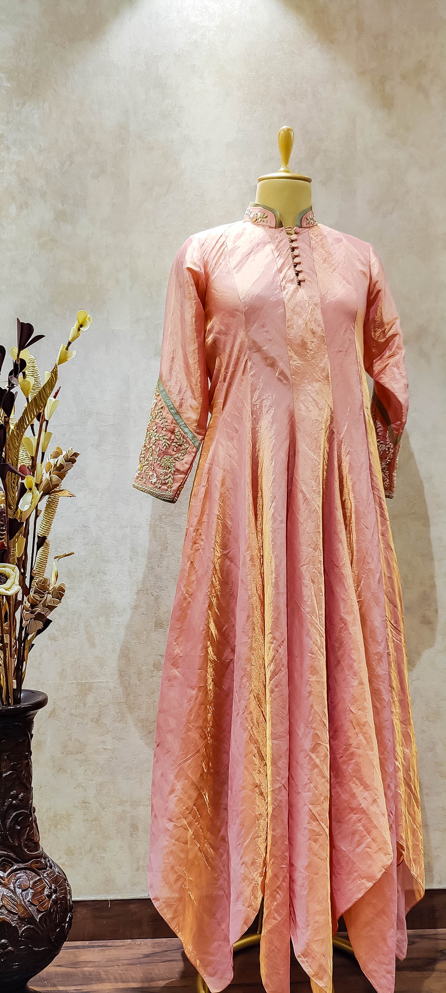 Salmon Draped Designer Dress