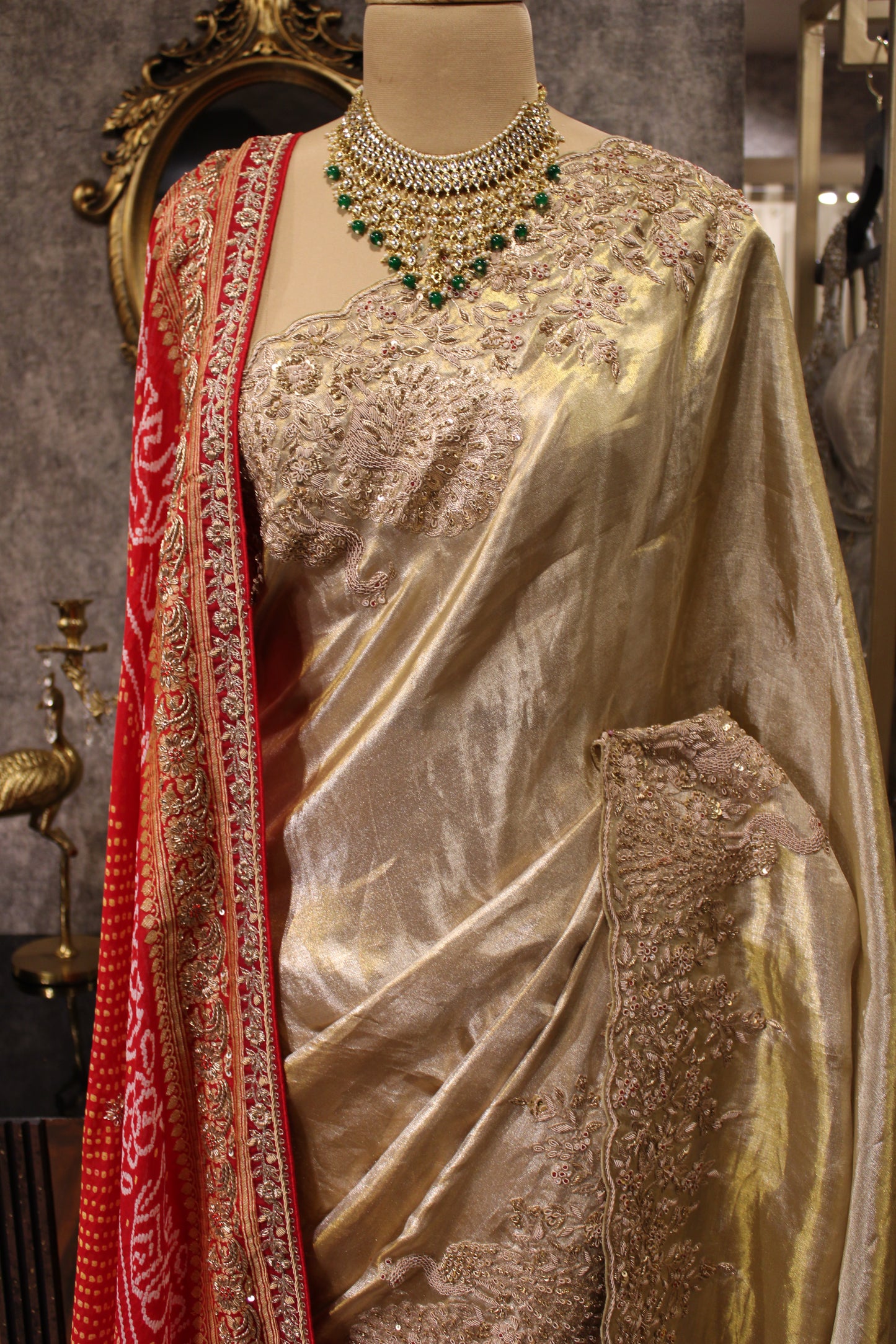 GRACE IN GOLD: EMBELLISHED TISSUE SILK KANJIVARAM SAREE