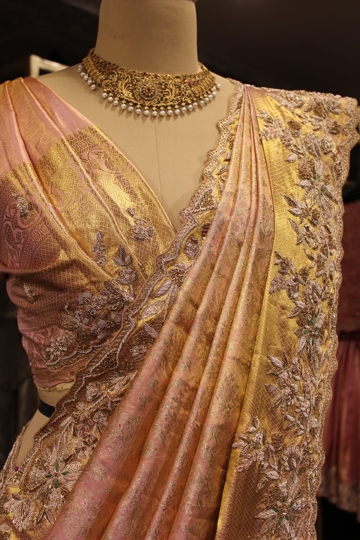GRACE IN PINK : EMBELLISHED KANJIVARAM SILK SAREE