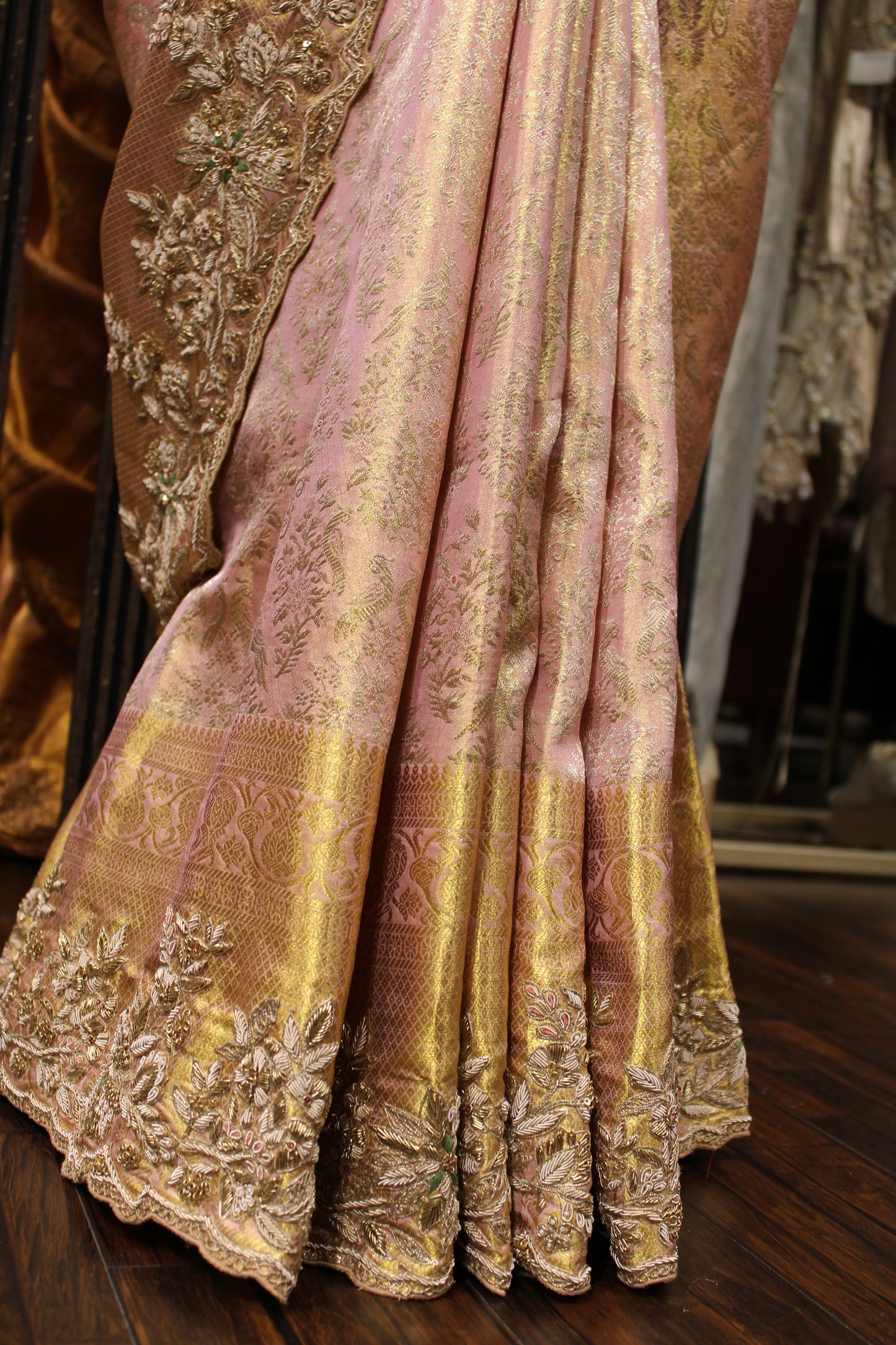 GRACE IN PINK : EMBELLISHED KANJIVARAM SILK SAREE