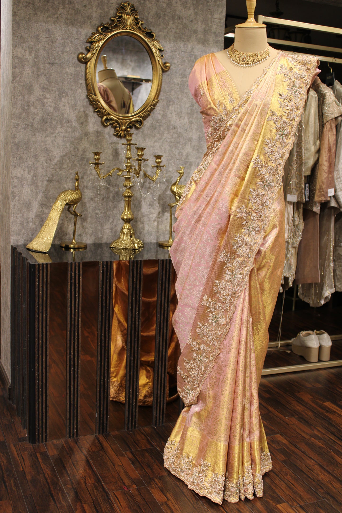 GRACE IN PINK : EMBELLISHED KANJIVARAM SILK SAREE
