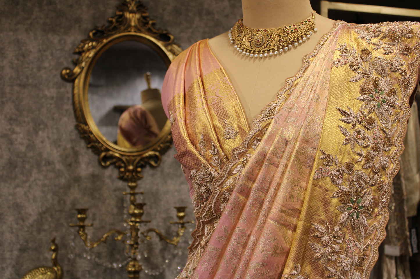 GRACE IN PINK : EMBELLISHED KANJIVARAM SILK SAREE