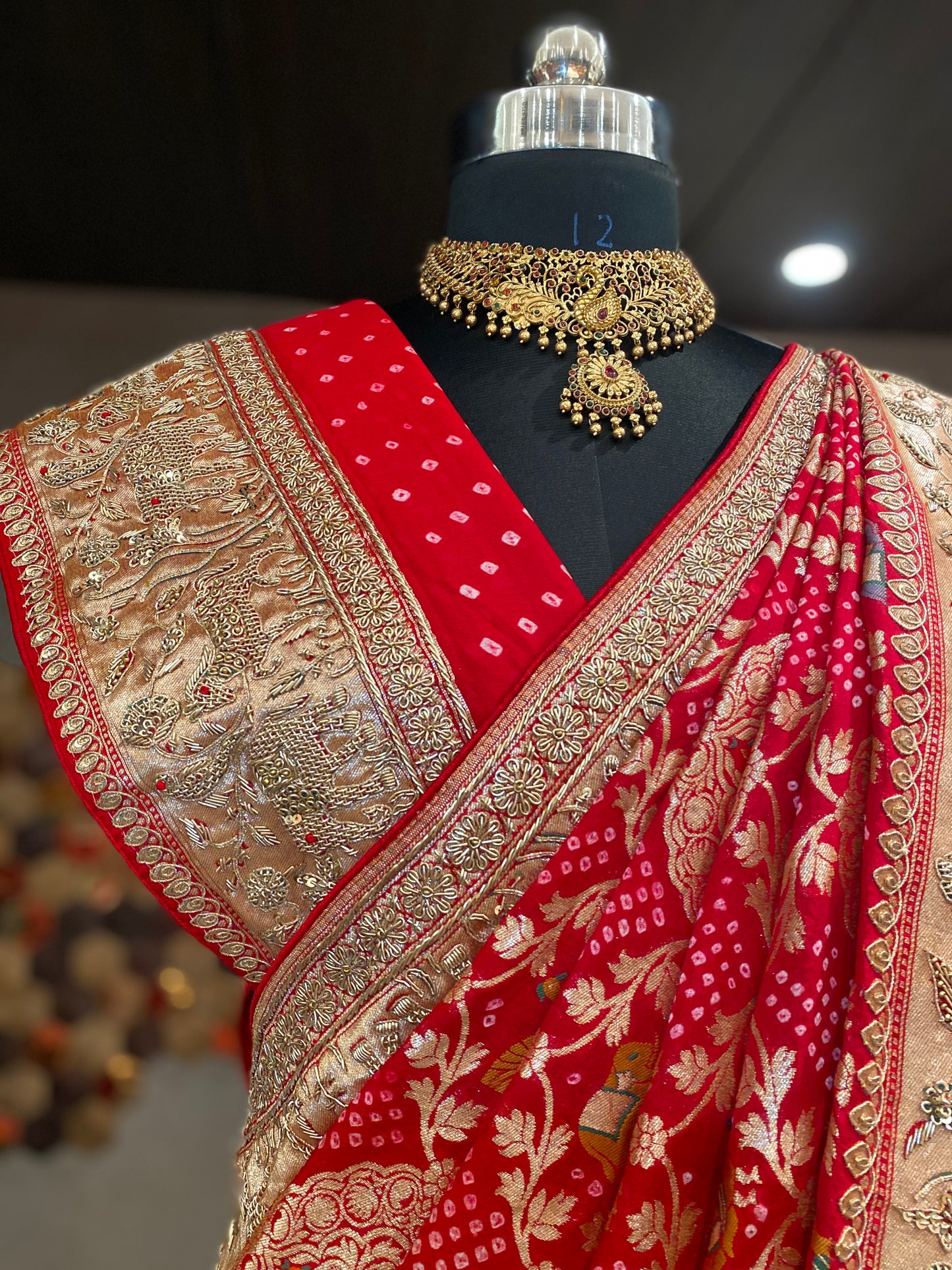 HANDWOVEN RED BANDHANI SAREE