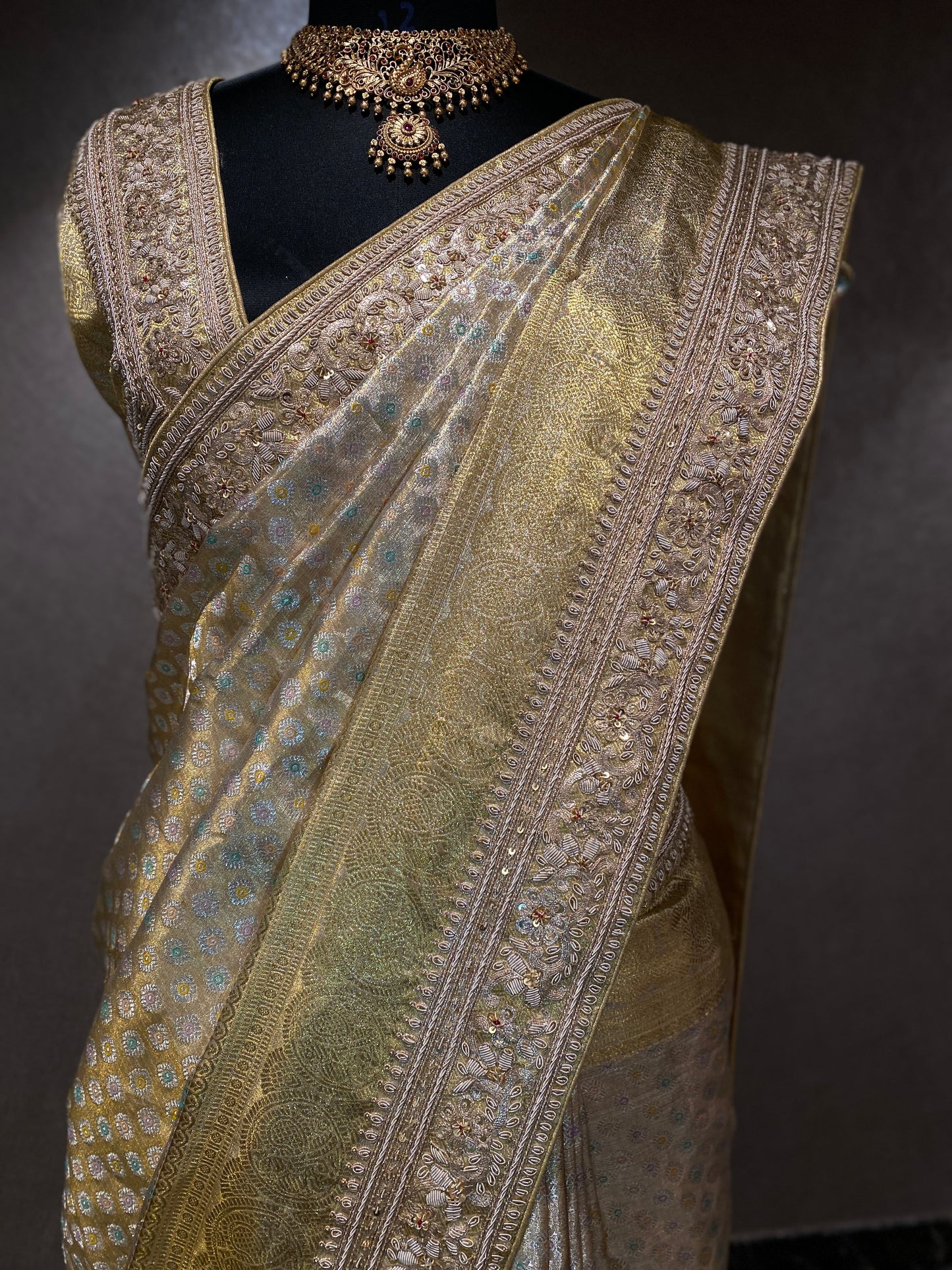 PASTEL GREEN KANJIVARAM EMBROIDERED SILK SAREE