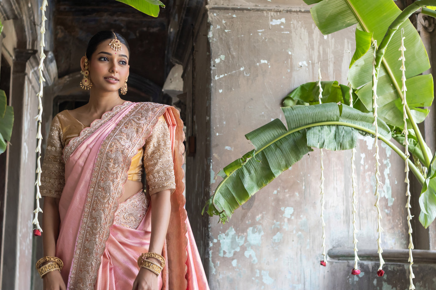 EMBROIDERED PURE PINK KANJIVARAM SAREE