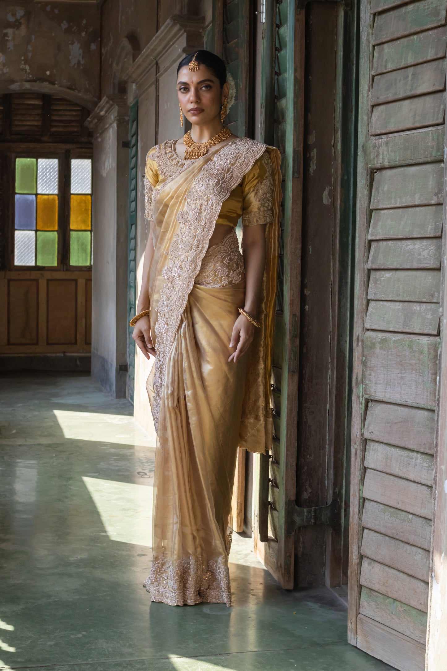 REGAL GOLD EMBROIDERED SILK SAREE