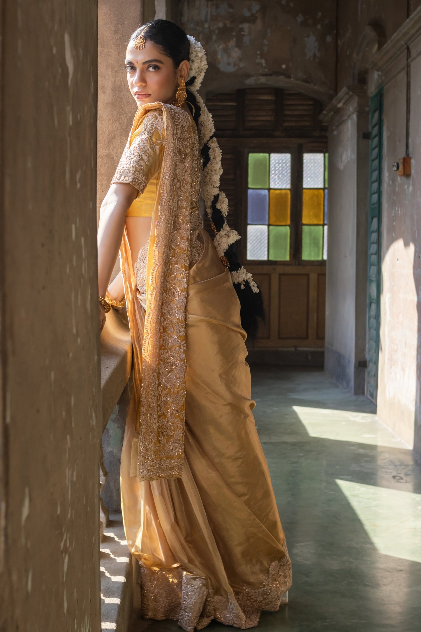 REGAL GOLD EMBROIDERED SILK SAREE