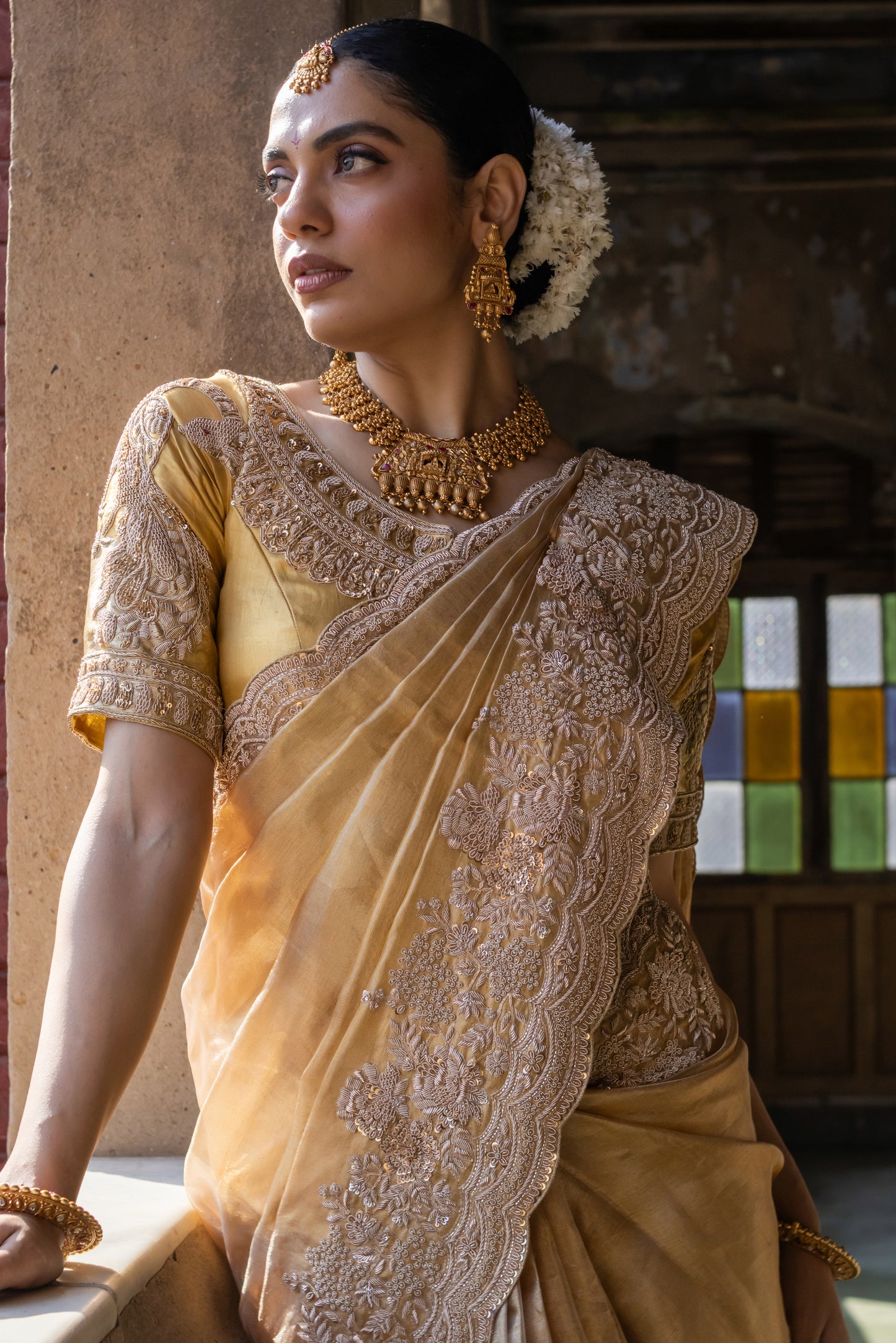 REGAL GOLD EMBROIDERED SILK SAREE