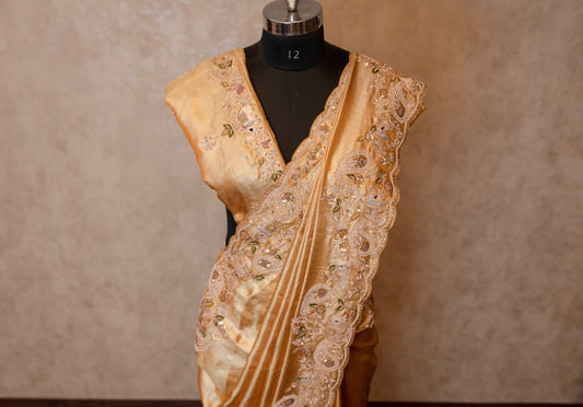 AN ELEGANT GOLD HANDEMBROIDERD PURE KANJIVARAM SS-925