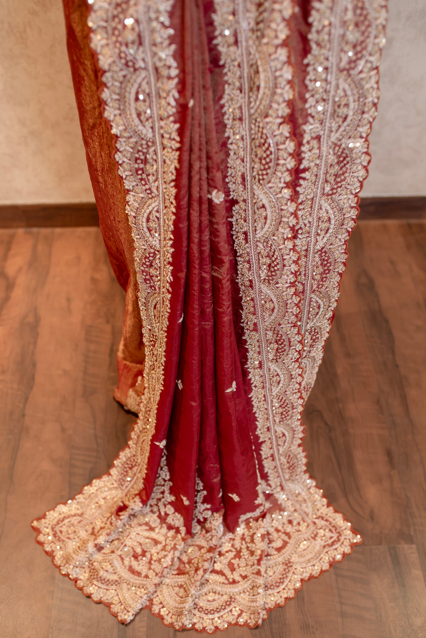 EMBROIDERED TISSUE RAW SILK SAREE 8076A