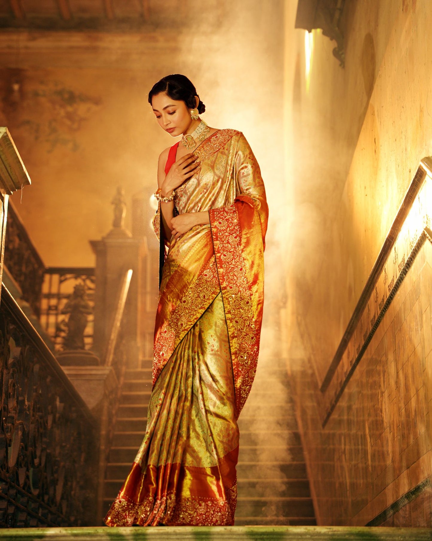 Kanchipuram red n gold SS-732