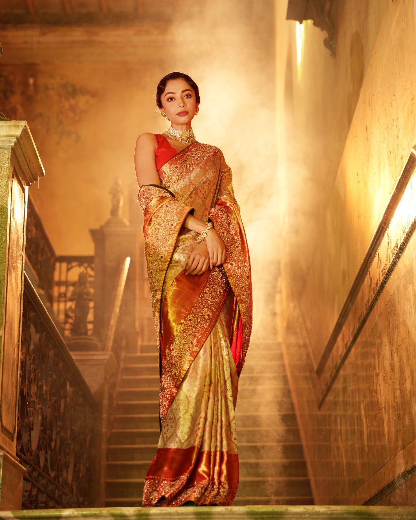 Kanchipuram red n gold SS-732