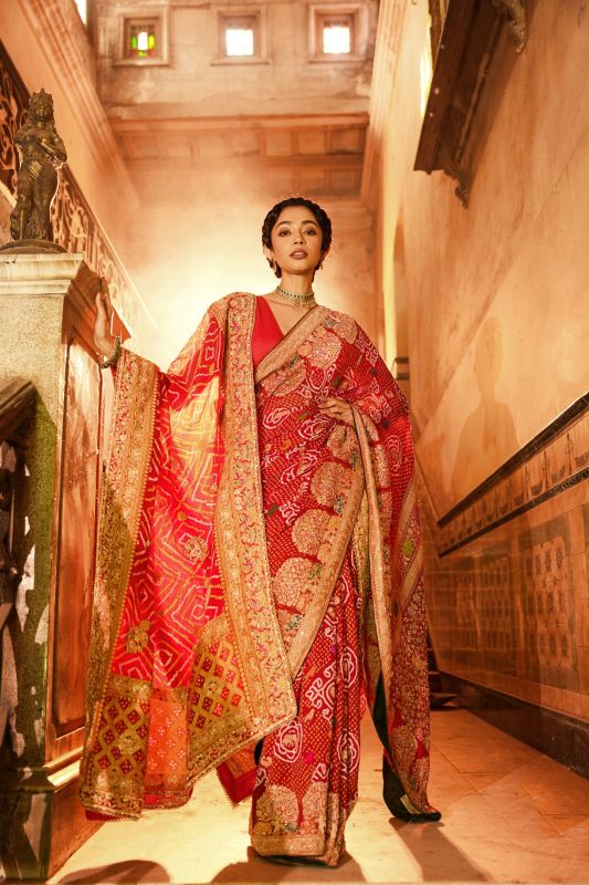Bandhani Saree with Intricate work(GH 207)