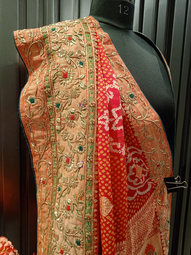 Red Classic bandhani saree GH 154