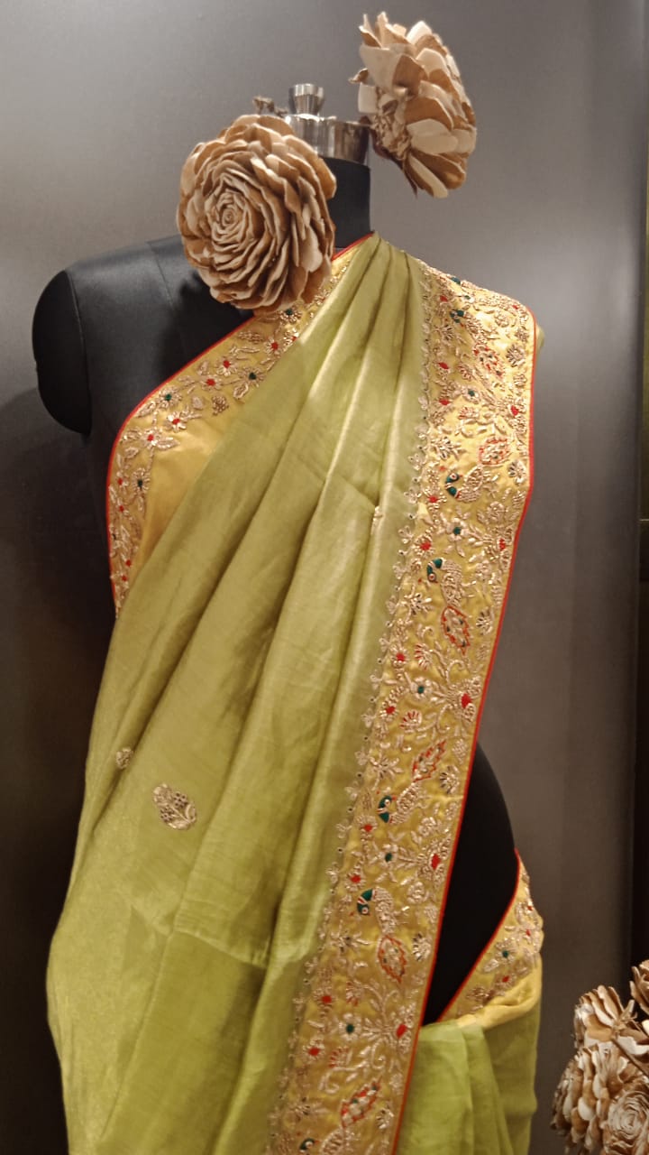 Pista Green Tissue Saree(6400)