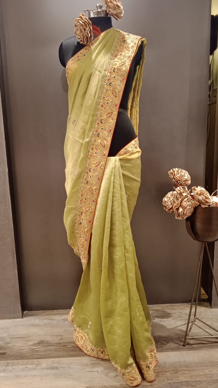 Pista Green Tissue Saree(6400)