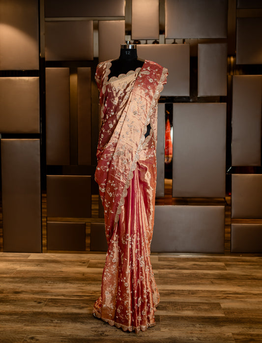 HANDEMBROIDERED PURE TISSUE SAREE 8469
