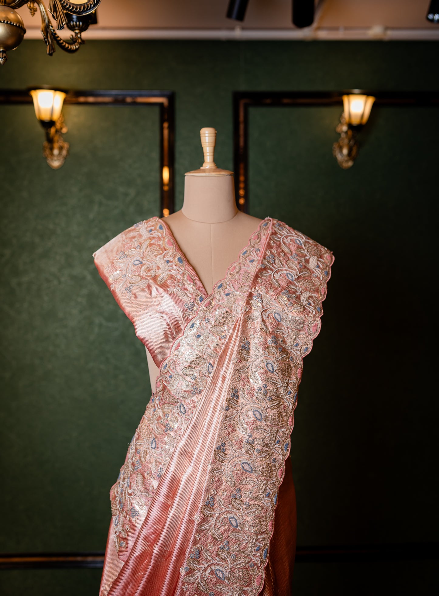 A PEACH PURE EMBROIDERED BROCADE SAREE SS-926
