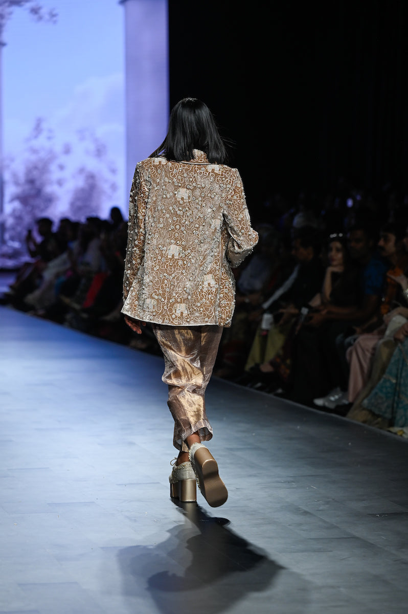 A Hand embroidered brown velvet coat (GS2039)