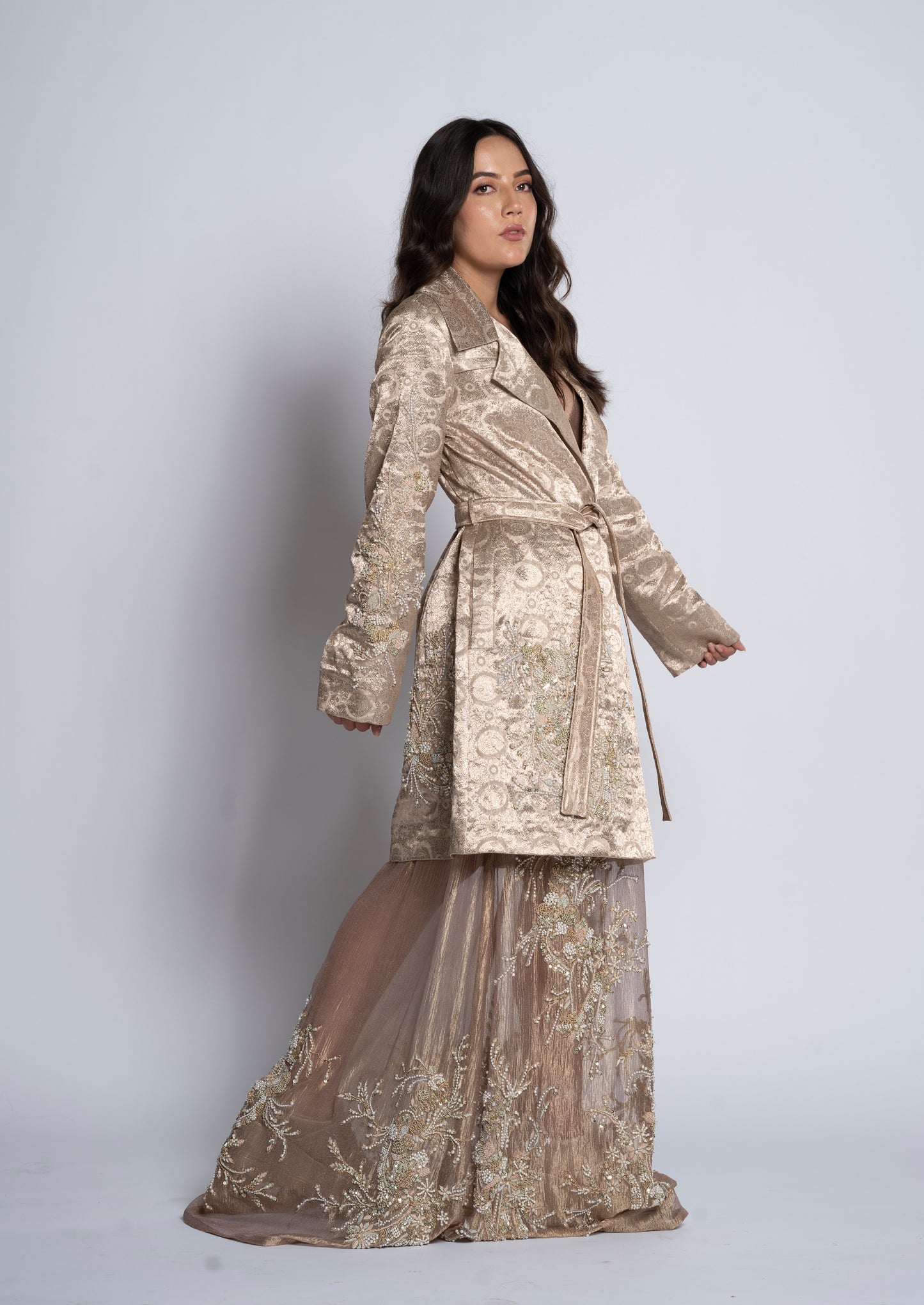 A Metallic crush flowy dress (GS2048)