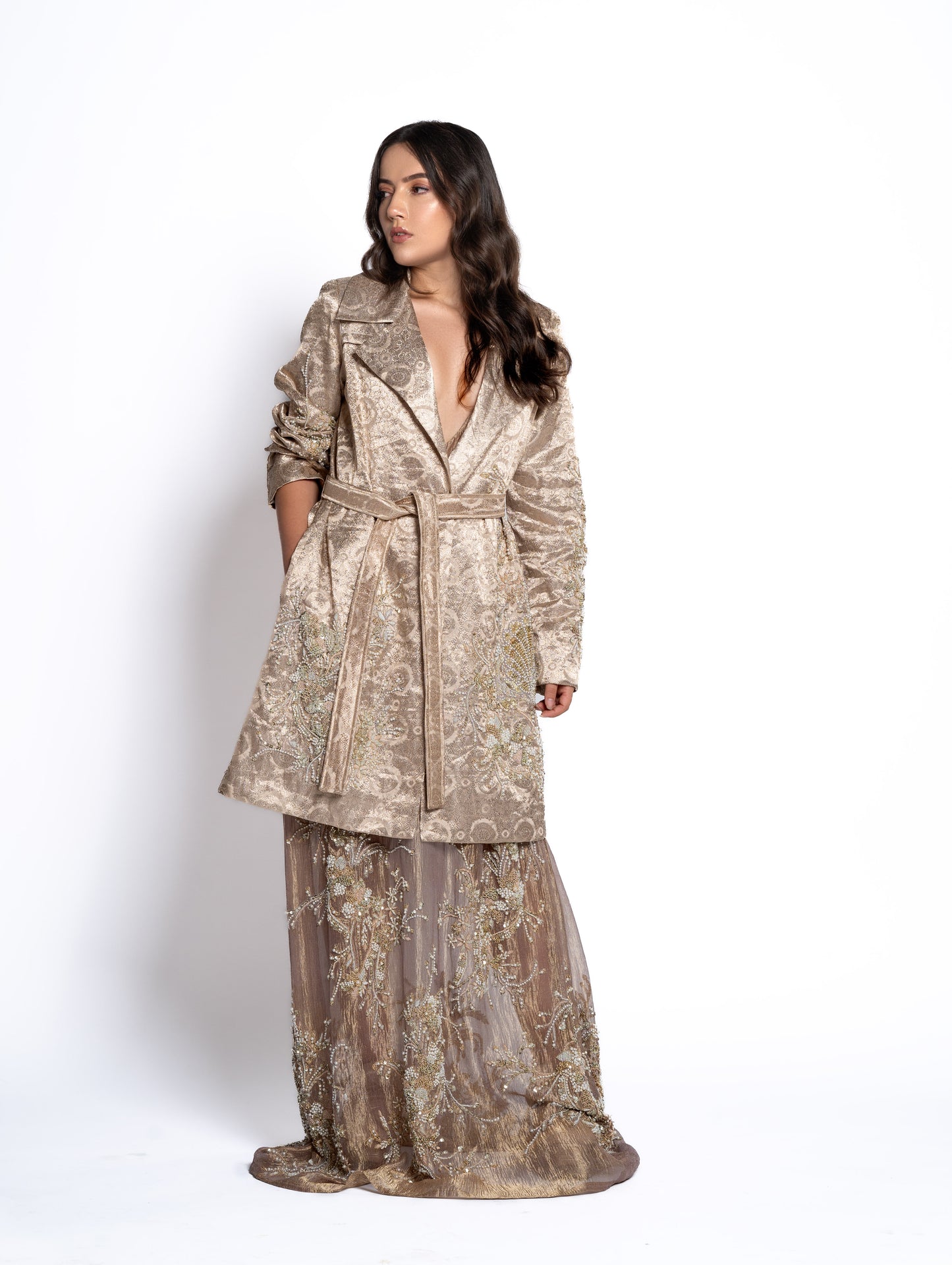 A Metallic crush flowy dress (GS2048)