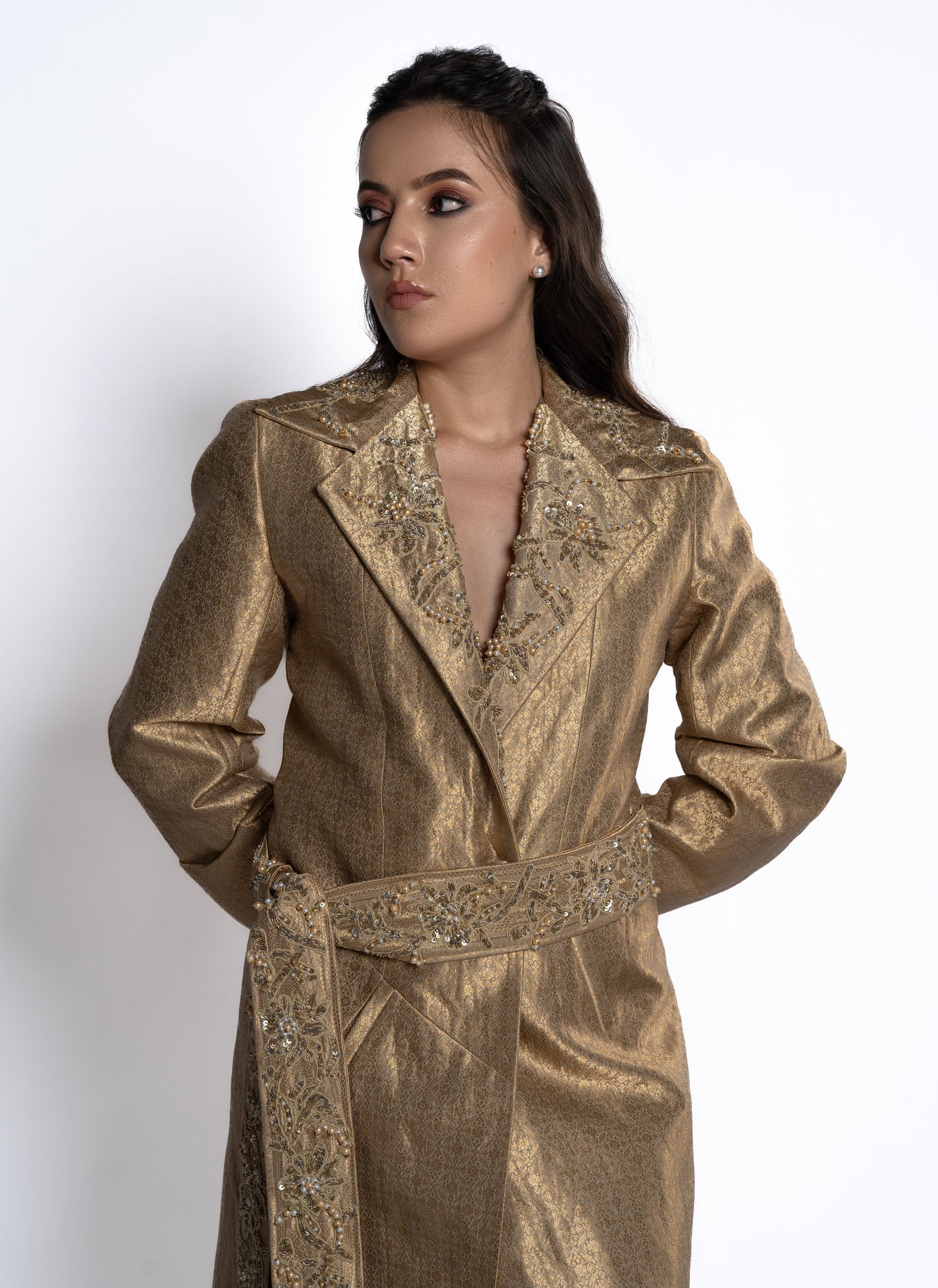 An Elegant brocade trench coat (GS2054)