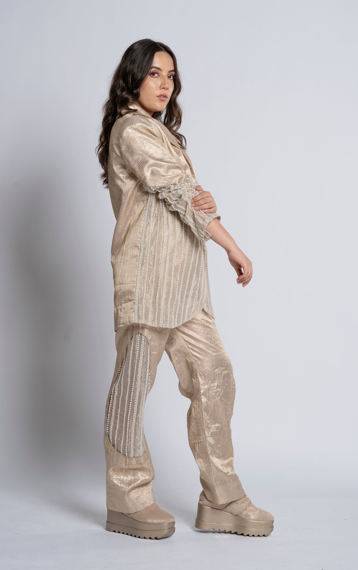 Loose-fit brocade coat & matching pants (GS2055)