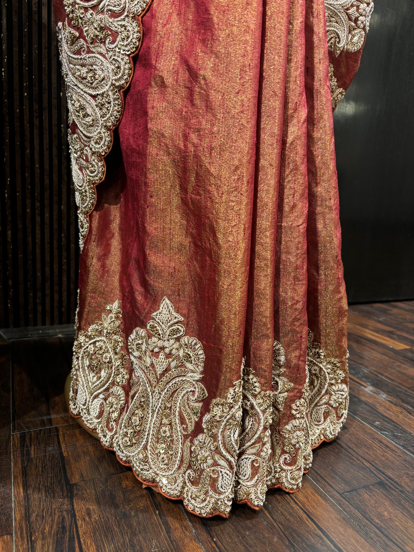 EMBROIDERED TISSUE RAW SILK SAREE 8270