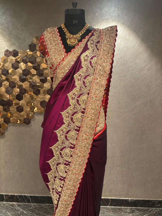 TIMELESS PURE IKKAT SILK SAREE WITH EXQUISITE HAND EMBROIDEERY